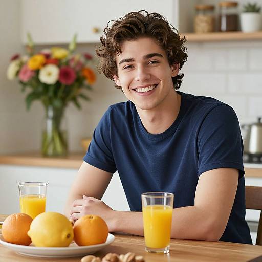 Sunny Portrait of Cheerful Young Man