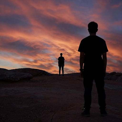 Surreal Landscape with Silhouetted Figures