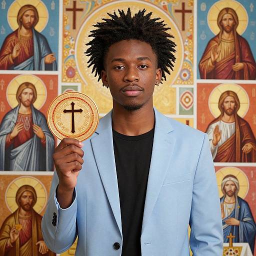 Vibrant Sacred Art of Young Man