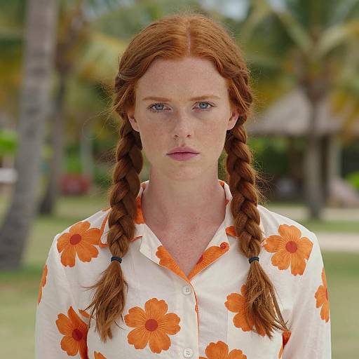 Young Redhead Woman in Tropical Setting