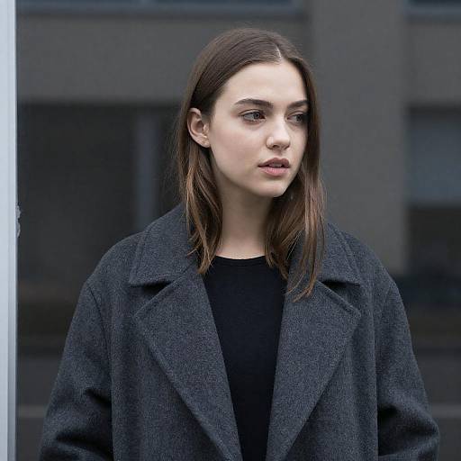 Young Woman in Wool Coat by Window