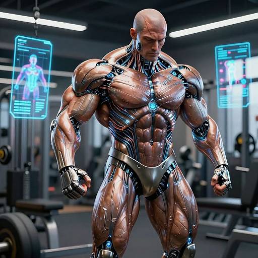 Futuristic AI Cybernetic Bodybuilder