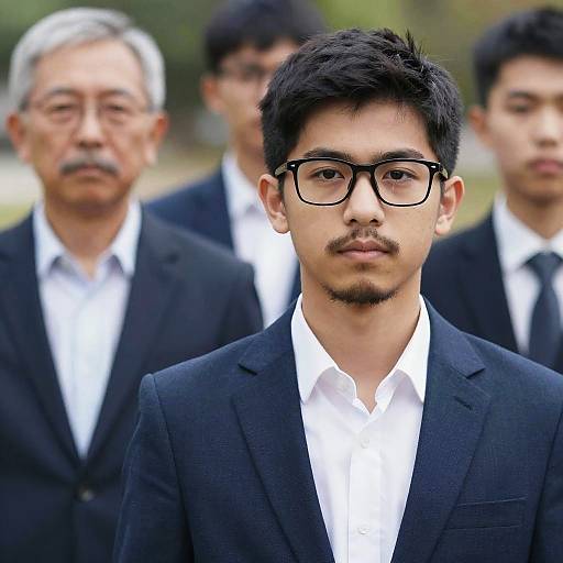 Elderly Man in Blue Suit and Glasses