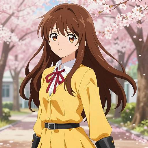 Anime Girl in Yellow School Uniform