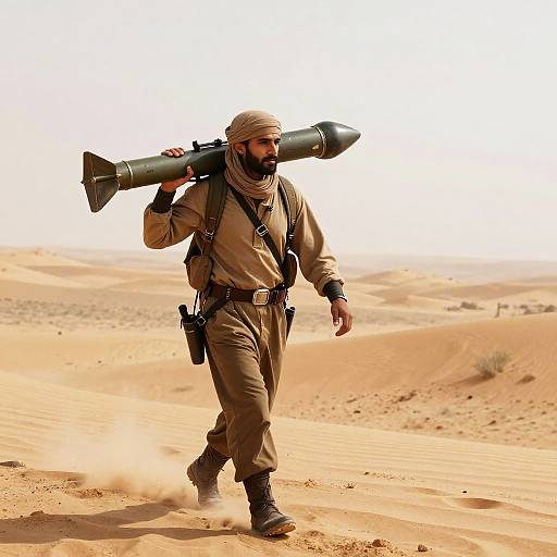 Desert Fighter Carrying Rocket Launcher