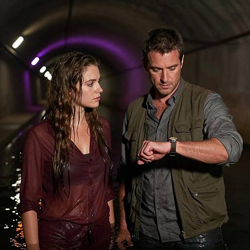 Romantic Encounter in a Dimly Lit Tunnel