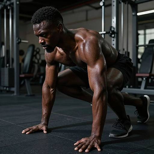 Dynamic Black Muscle Workout Pose