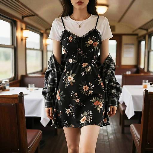 Grunge Style Woman at Vintage Train