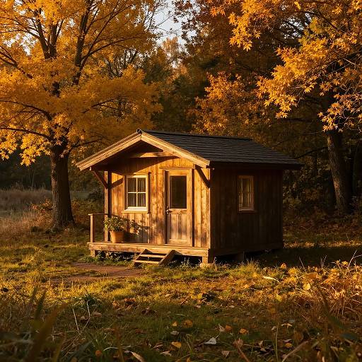 Cozy Cabin in Autumn Woods