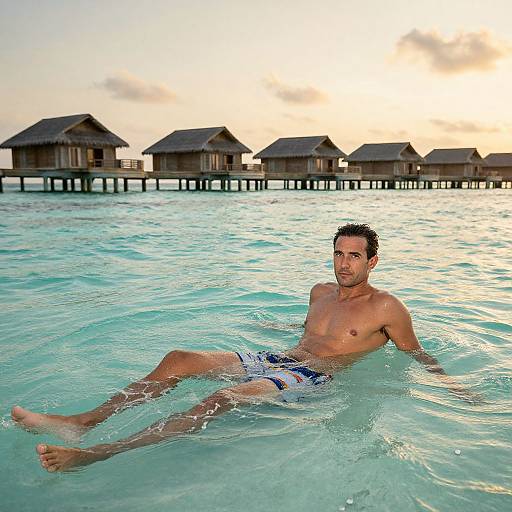 Man Relaxing in Maldives Paradise
