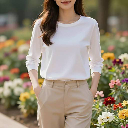 Young Woman in Flower Garden Photograph