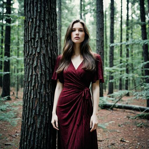 Photorealistic Girl in Garnet Wrap Dress