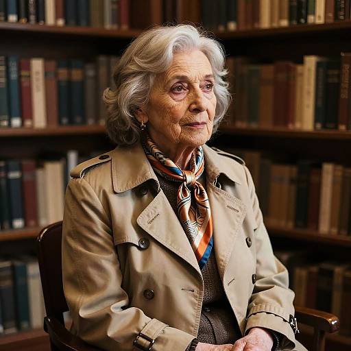 Silver-Haired Woman in Vintage Bookstore