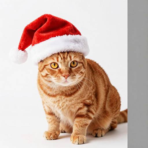 Cute Orange Tabby Cat in Santa Hat