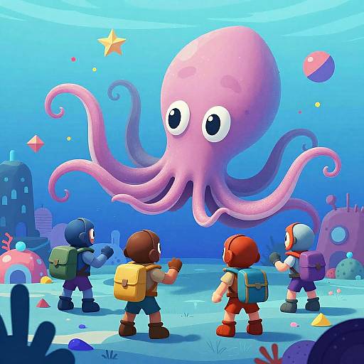 Neon Aquatic Adventurers vs Goofy Squid