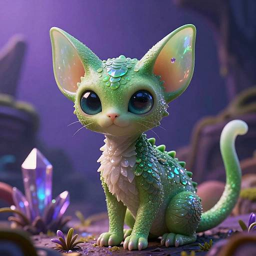 Vibrant Alien Cat on Exotic Landscape