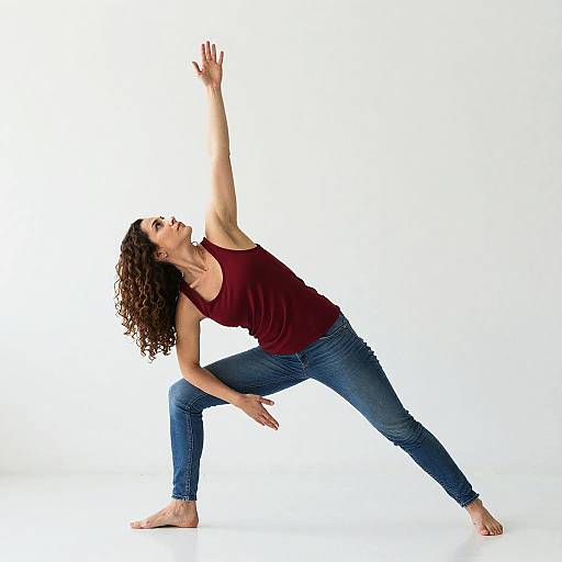 Curly-Haired Woman Doing Yoga Pose