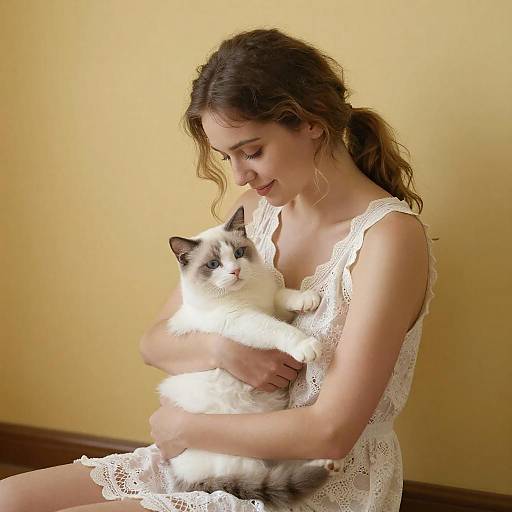 Gentle Moment: Woman and Cat Portrait