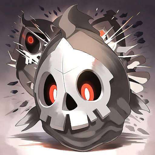 Illustration of Duskull, pokemon in the style of Throtem