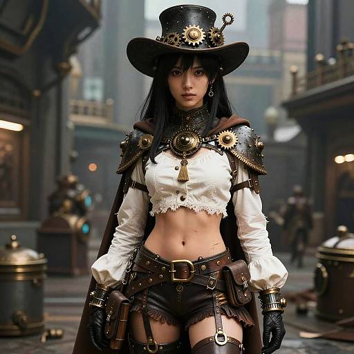 Steampunk Woman in Detailed Costume