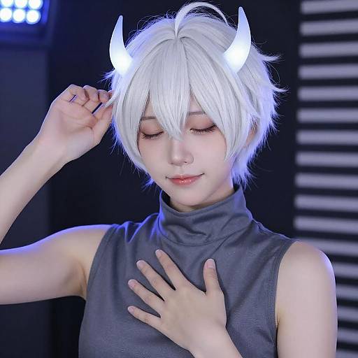 Anime-Style Portrait with Glowing Horns