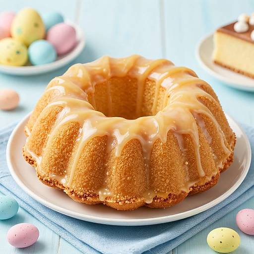 Golden Ring Cake with Easter Decorations