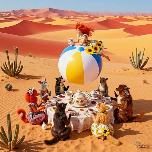 Surreal Desert Tea Party Dreamscape