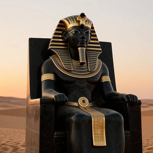 Noble Pharaoh on Black Basalt Throne
