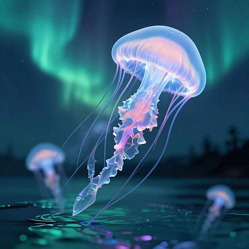 Giant Jellyfish in Acidic Neon Sky