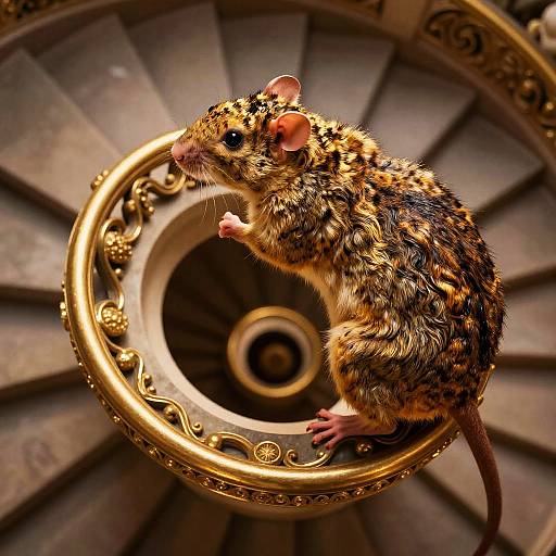 Golden Ratio Rat on Spiral Staircase