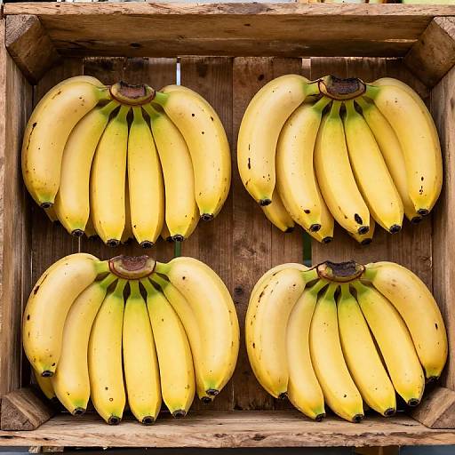 Ripe Bananas in Wooden Crate