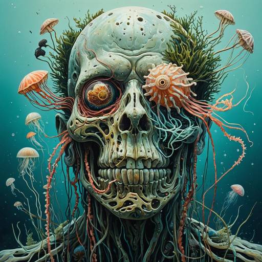 Surreal Anatomical Portrait with Sea Life