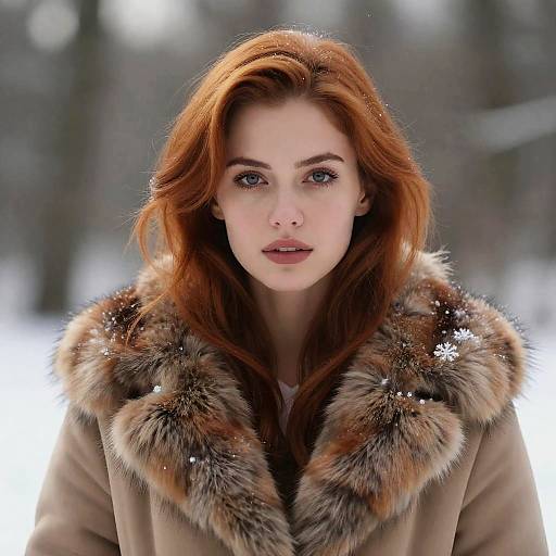 Elegant Foxie Woman in Winter Forest