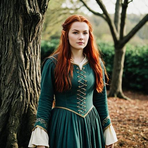 Woman in Medieval Fantasy Dress with Red Hair