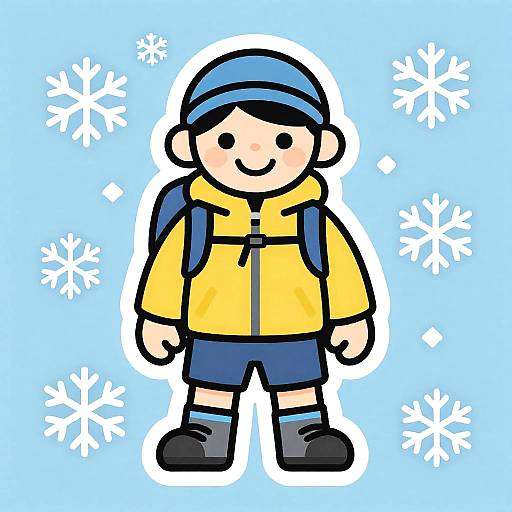 Cheerful Mountain Climber Sticker Art