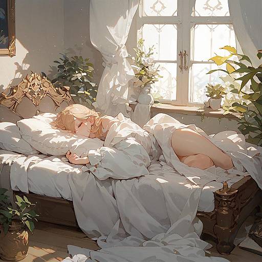 Empty Anime Bedroom with Warm Light