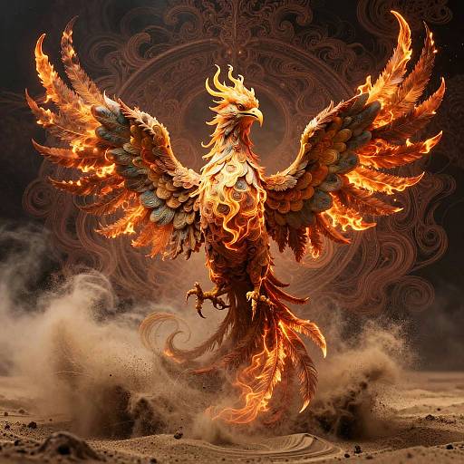 Ethereal Phoenix in Fiery Sandstorm