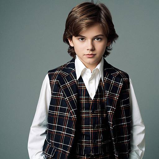 Boy in Tartan Formal Suit