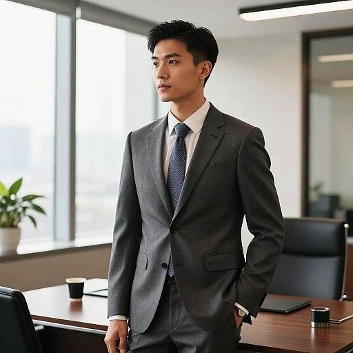 Male Entrepreneur with Side Part Hairstyle