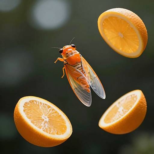 Vibrant Cicada with Citrus Slices