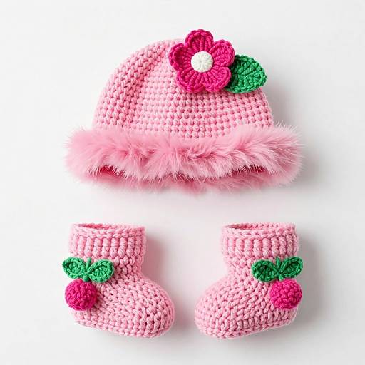 Crochet Baby Girl Pink Ensemble