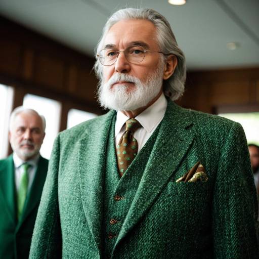 Elderly Irish Man in Green Tweed Suit