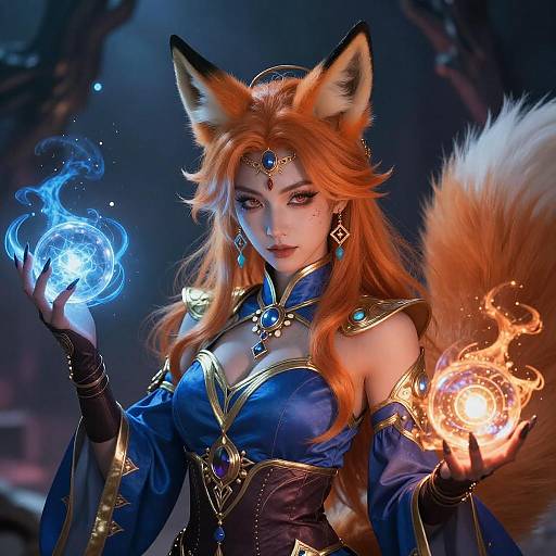 Vibrant Fox Sorceress in Fantasy Realm