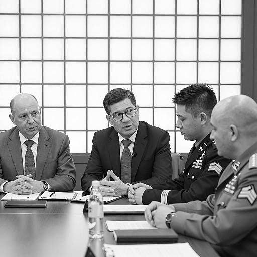 Black and White Business and Military Meeting
