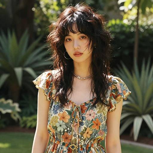 Messy Shag Hairstyle in Botanical Garden