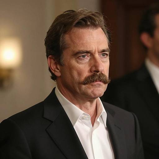 Middle-aged man with mustache in black suit