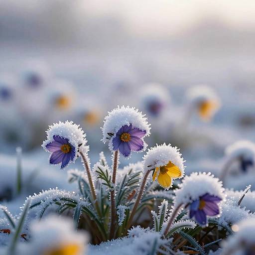 Frosted Flowers in Frozen Meadow