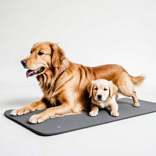 Cheerful Golden Retrievers Yoga Cartoon