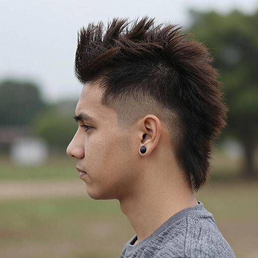 Young man with mohawk hairstyle in profile