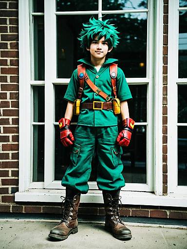 Boy in Deku Hero Costume